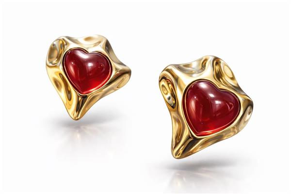 Drew Gold Çerçeveli Organik Kalp Formlu Şık Küpe